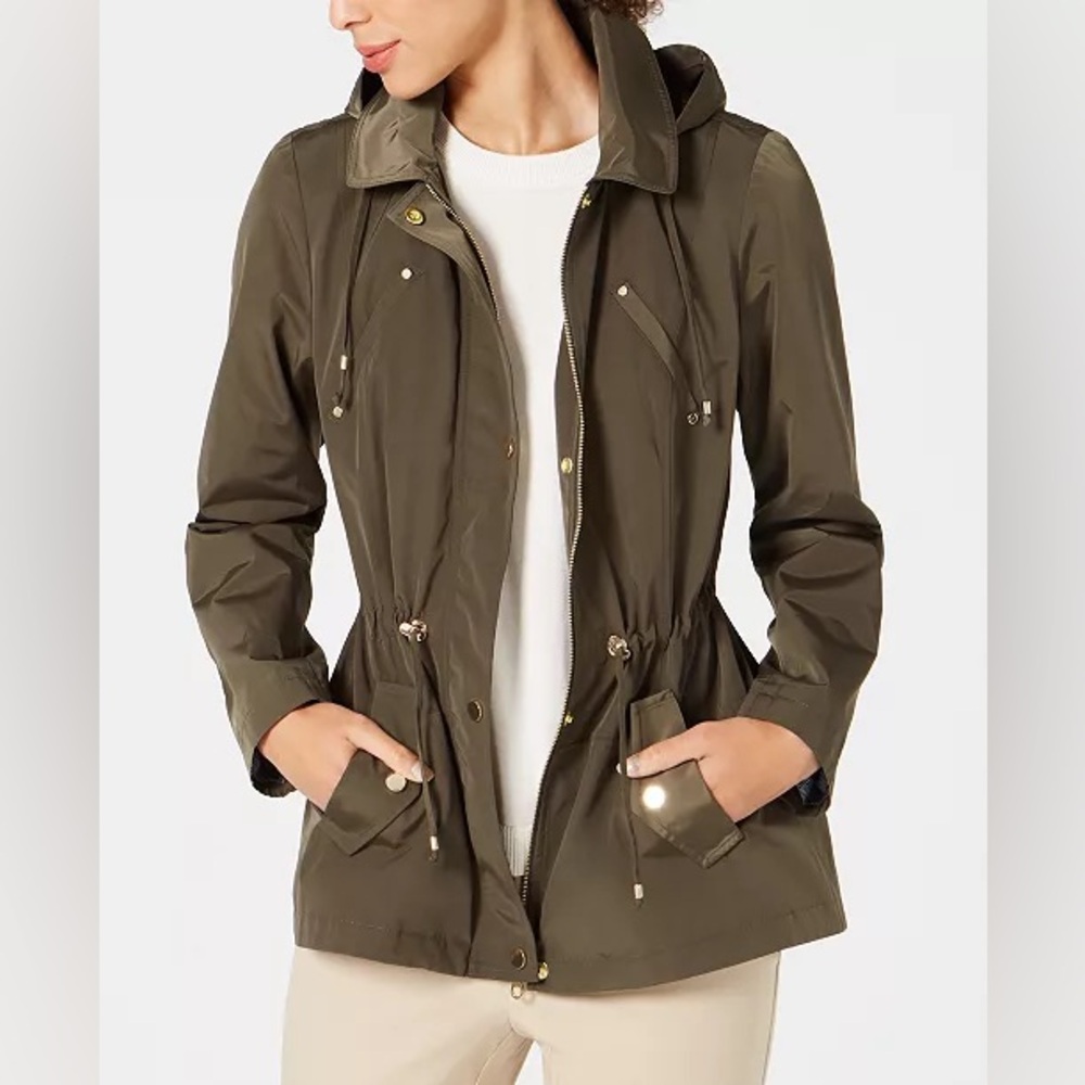 Charter Club Water Resistant Hooded Anorak Utility Jacket with Hood Size PM